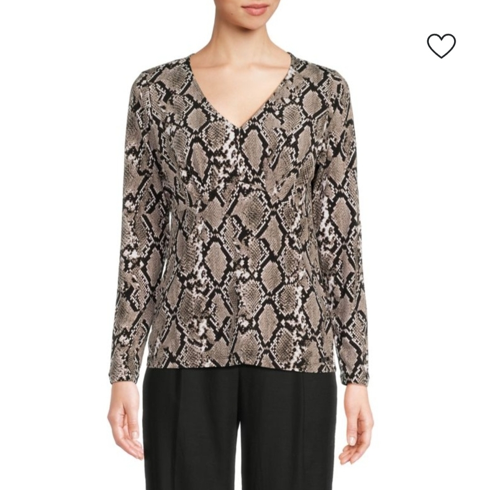 BADGLEY MISCHKA Snake Print Top L